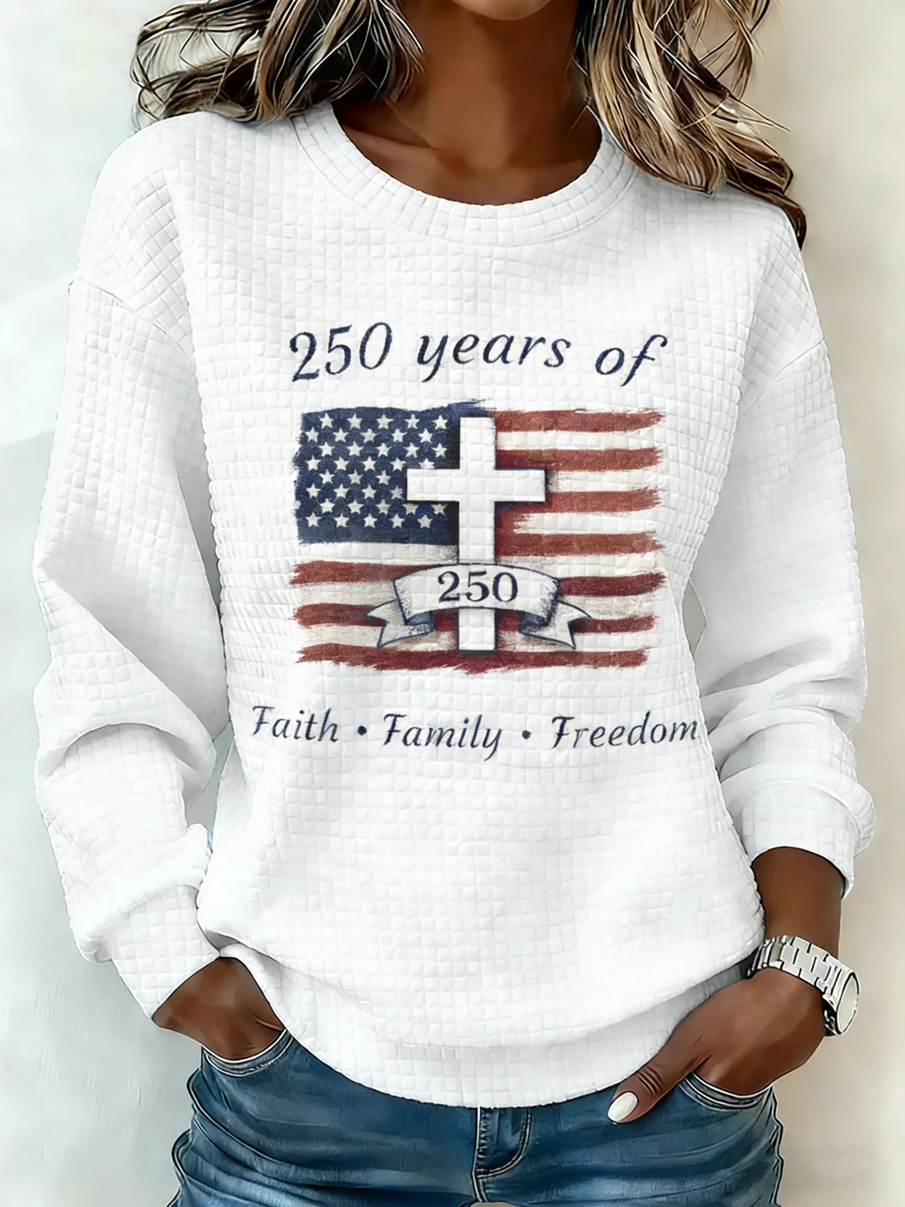 [Copy]Women's 250th Anniversary National Print Casual T-Shirt