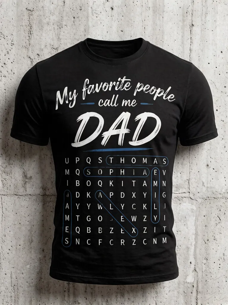 Men's My Favorite People Call Me Dad Crossword Print Cotton Casual T-Shirt