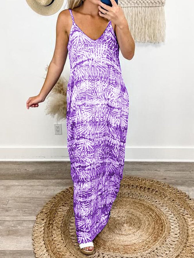 Women's Casual Tie Dye Sleeveless Dress