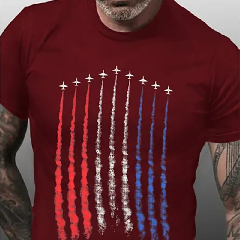 4th of July 2026 250th Memorial Day Men's Patriotic Patriot Graphic National Flag Veteran Short Sleeve T-Shirt