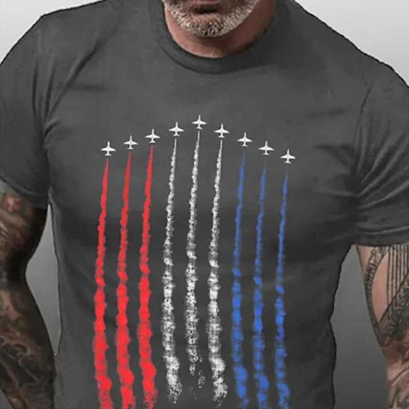 4th of July 2026 250th Memorial Day Men's Patriotic Patriot Graphic National Flag Veteran Short Sleeve T-Shirt