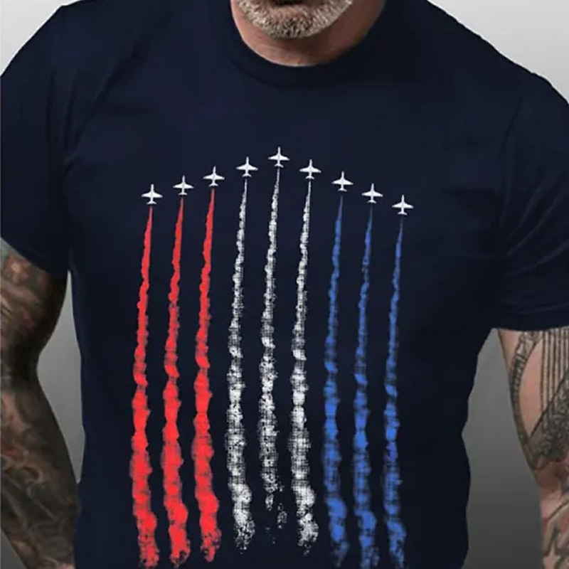 4th of July 2026 250th Memorial Day Men's Patriotic Patriot Graphic National Flag Veteran Short Sleeve T-Shirt
