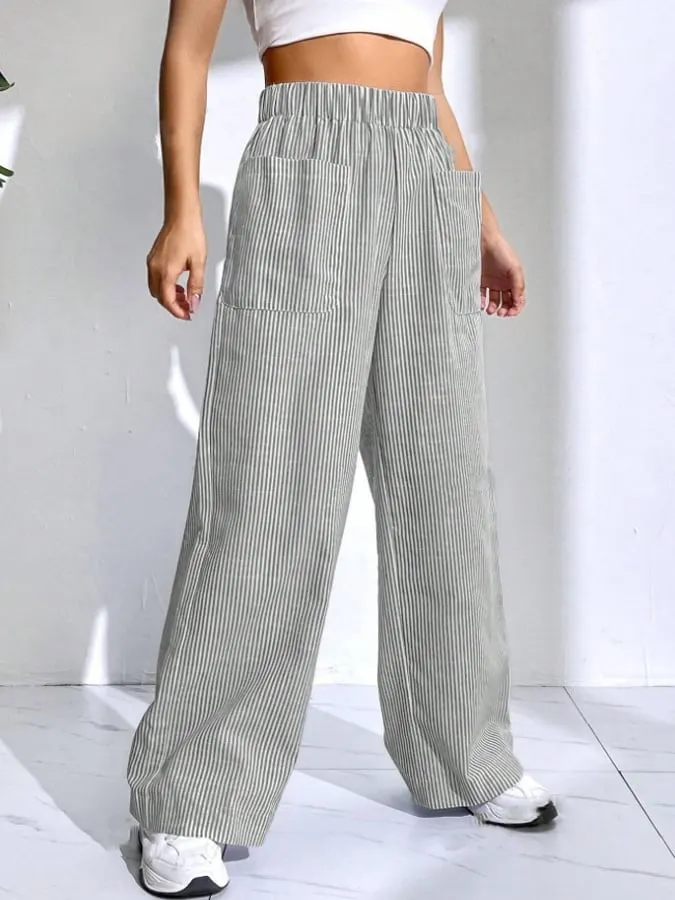 Women's Striped Fabric Casual Pants
