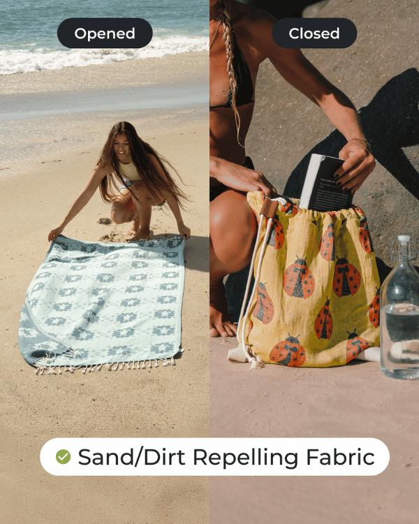 🏖️Next-Level Beach Convenience – 2-in-1 Convertible Towel Bag with Smart Storage & Sand-Repelling Fabric