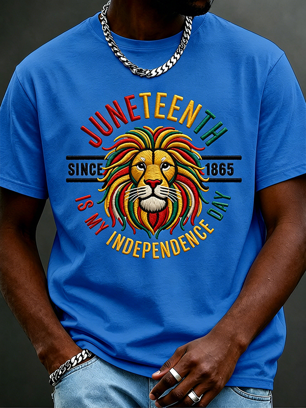 Men's Juneteenth Is My Independence Day Since 1865Print Cotton Casual T-Shirt