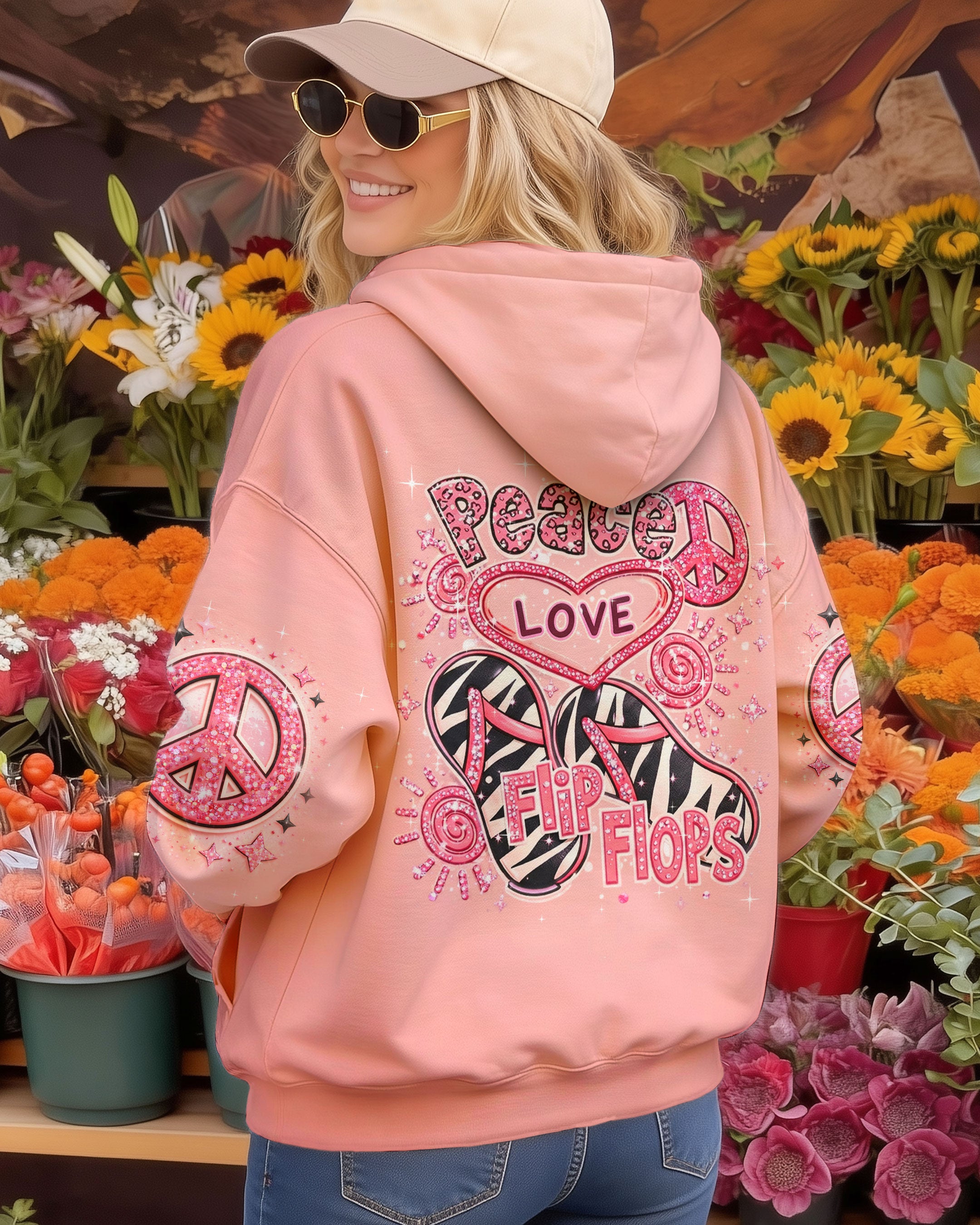 PEACE LOVE FLIP FLOPS ALL OVER PRINT - TLHN0603261