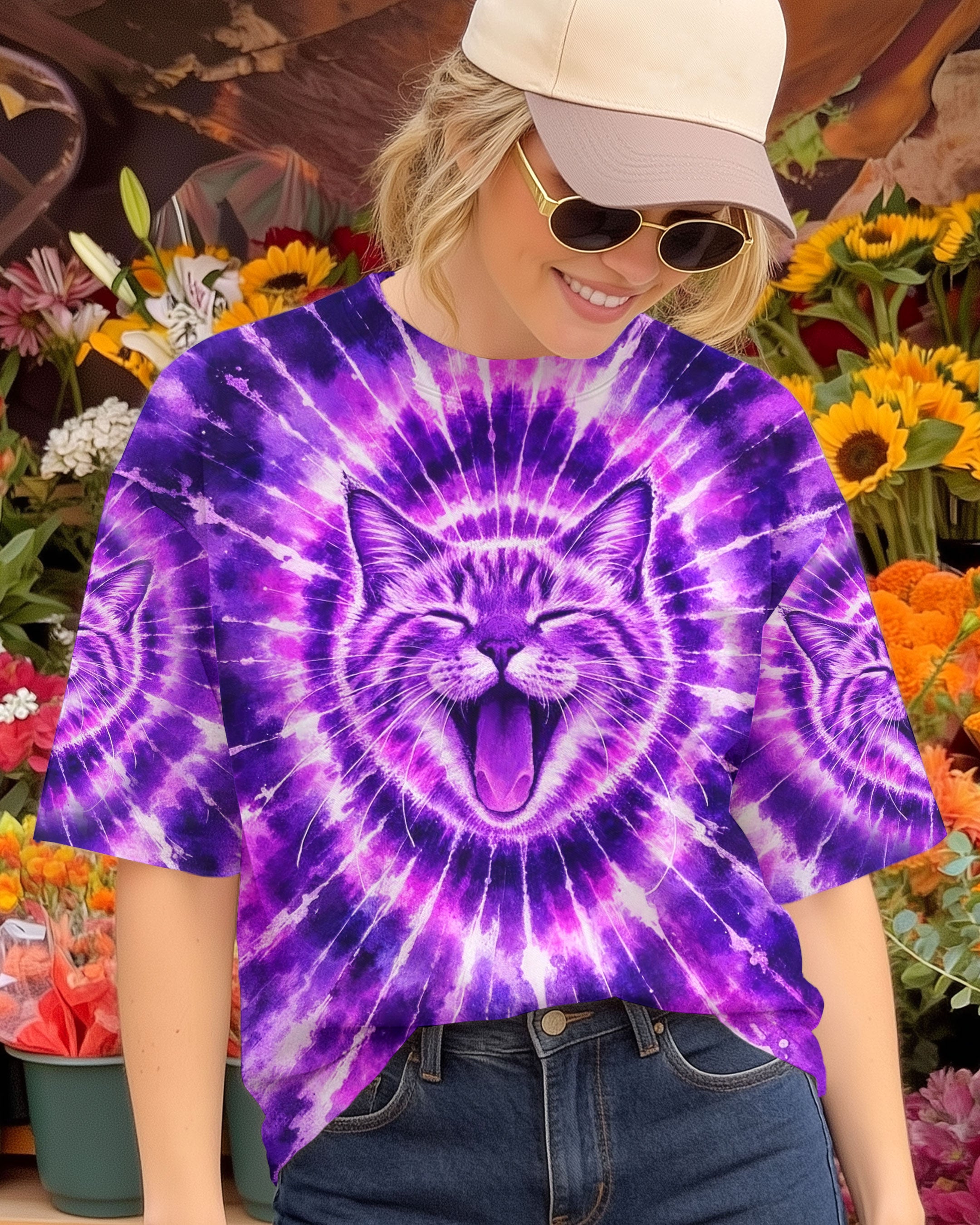 CAT PURPLE SWIRL ALL OVER PRINT - TLHN1003263