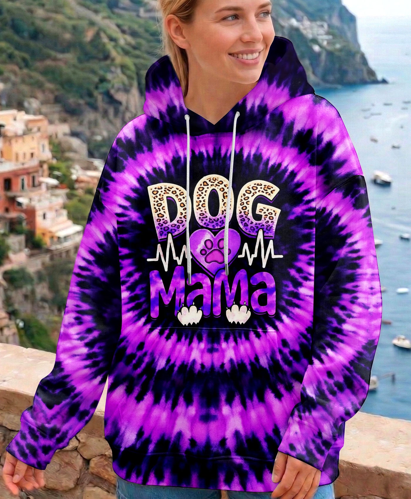 DOG MAMA PURPLE & BLACK SWIRL ALL OVER PRINT - TLHN0503262