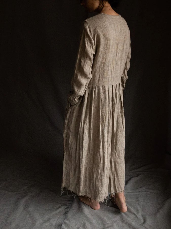 Women'S Casual Vintage Natural Cotton And Linen Dress