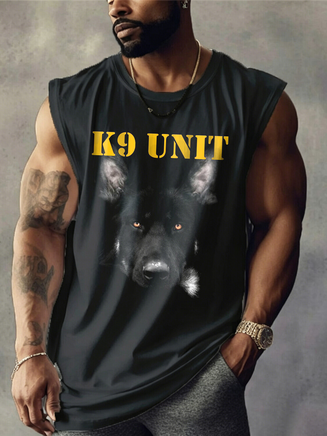 Men's K9 Unit German Shepherd Dog Print Tank Top