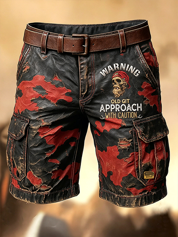 Men's Old Fuckers Club Warning Print Cargo Shorts