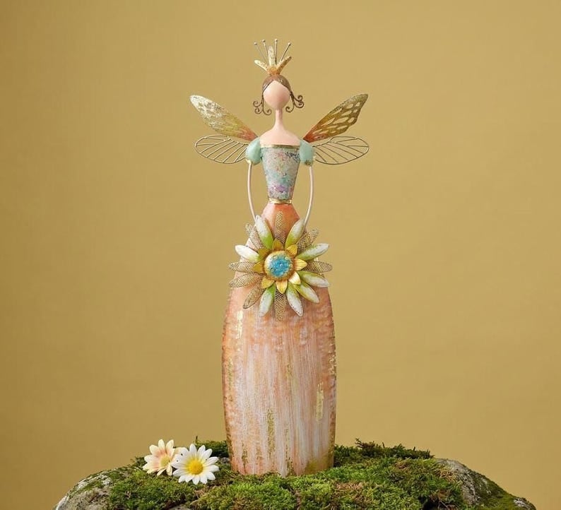 Whimsical Fairy Garden Metal Statues – Enchanted Angel Decor