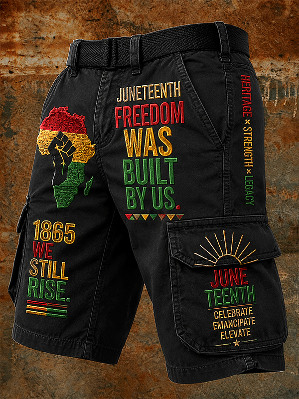 Men's Freedom Was Built By Us 1865 Juneteenth Art Print Casual Shorts