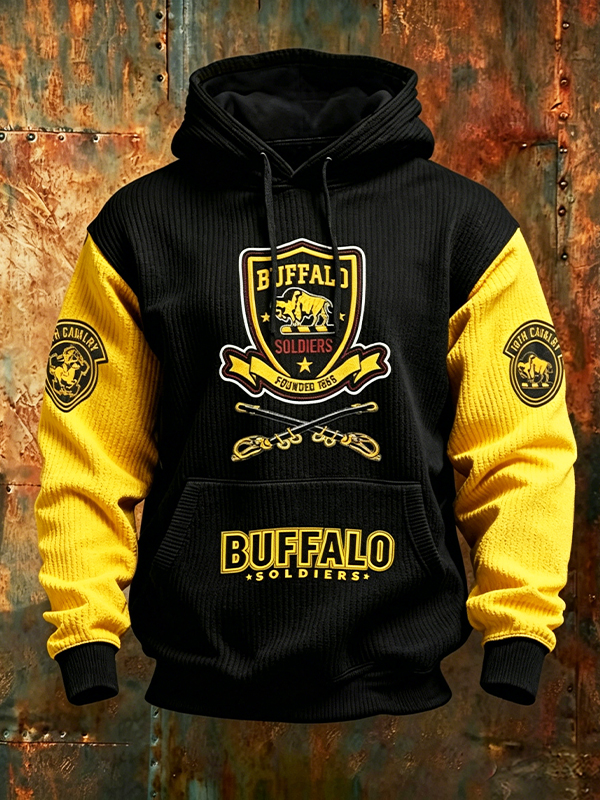 Men's Buffalo Soldiers Western Style Print Pocket Hoodie