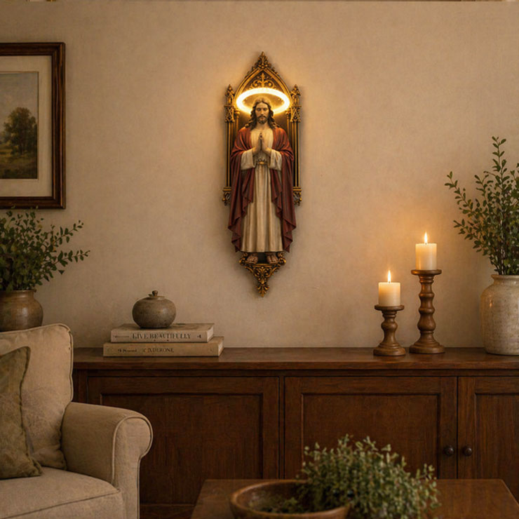 🏡Sacred Heart Jesus Wall Light – Faith-Inspired Home Blessing Decor🙏