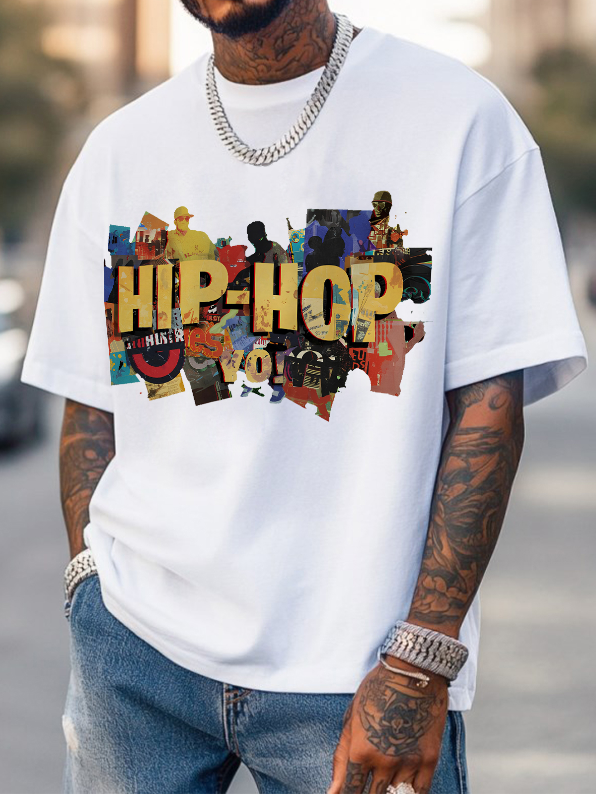 Men's Hip Hop Graffiti Art Print Casual T-Shirt