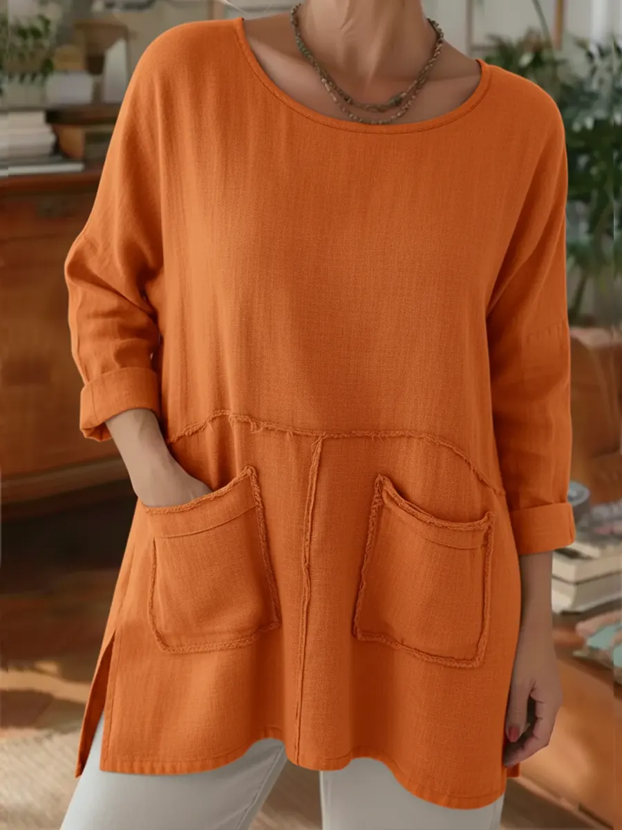Women's Loose-fitting Casual Linen-cotton Top