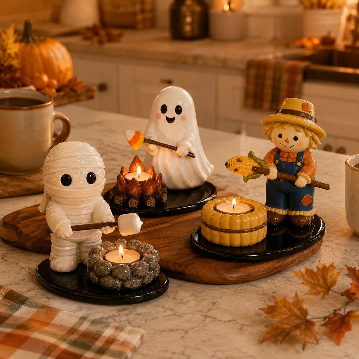 🔥LAST DAY 51% OFF🍂👻Halloween Campfire Tealight Holder ✨– Cozy Spooky Tabletop Décor