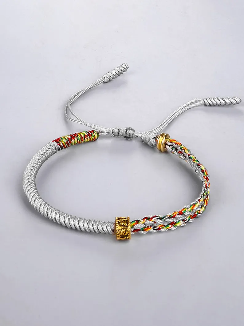 Handmade Om Mani Padme Hum Mantra Copper Beads Red String Bracelet
