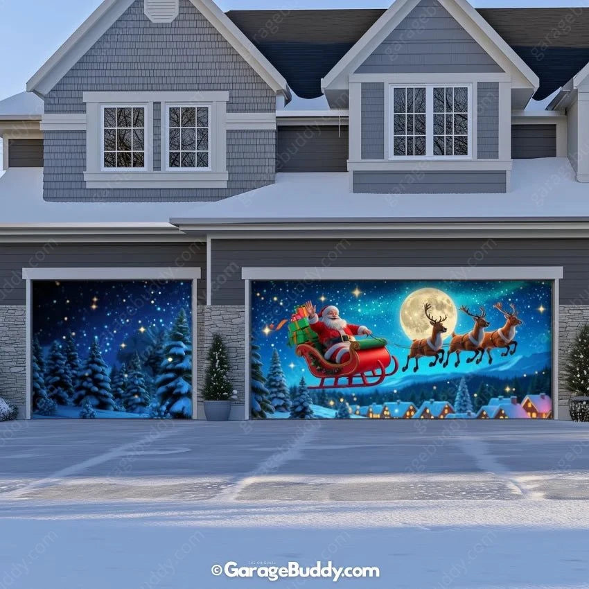 Garage Buddy | Santa's Flight | Christmas Garage Door Cover