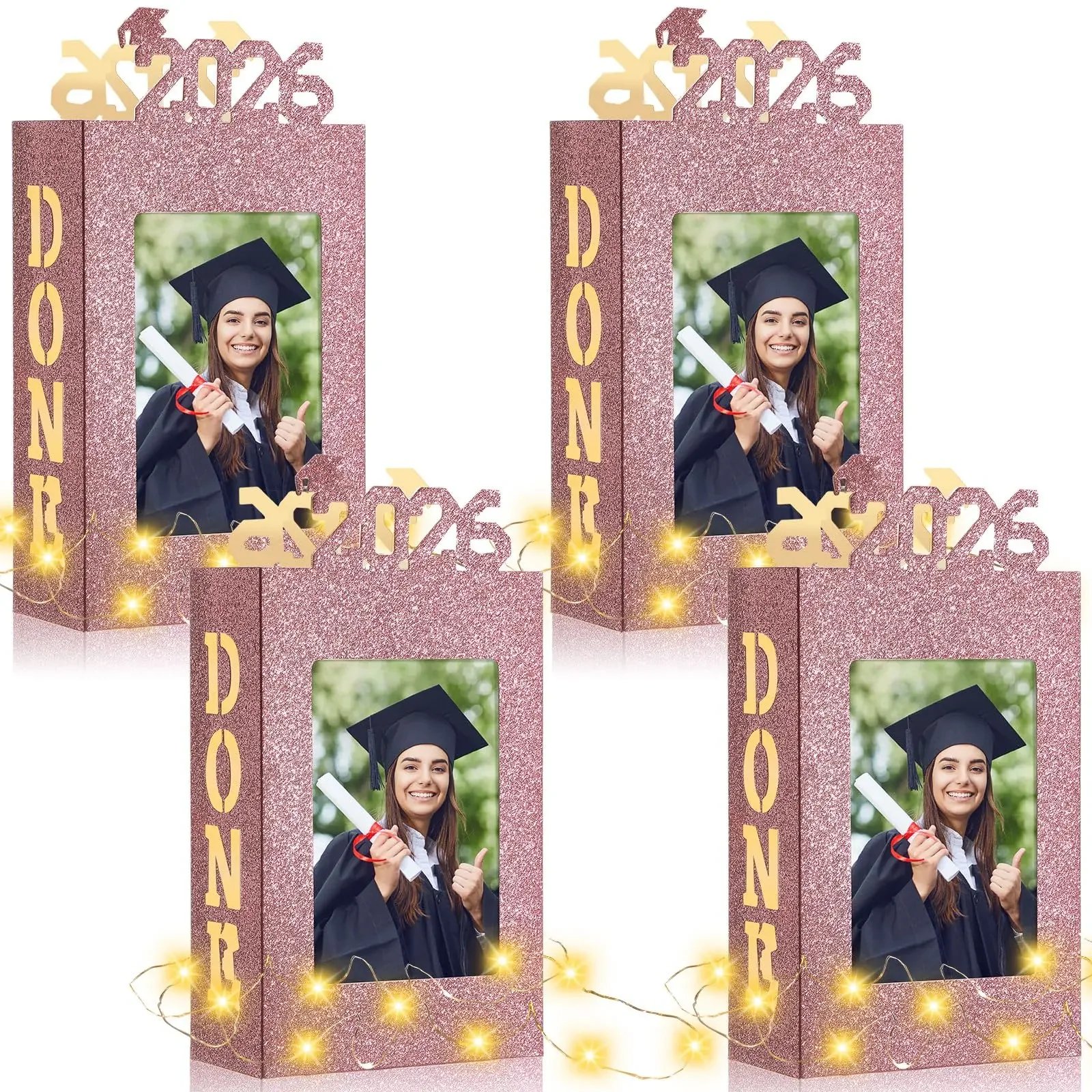 4/8Pcs Graduation Centerpieces for Class of 2026 Fit 4x6in Photo | Fillable Picture Box