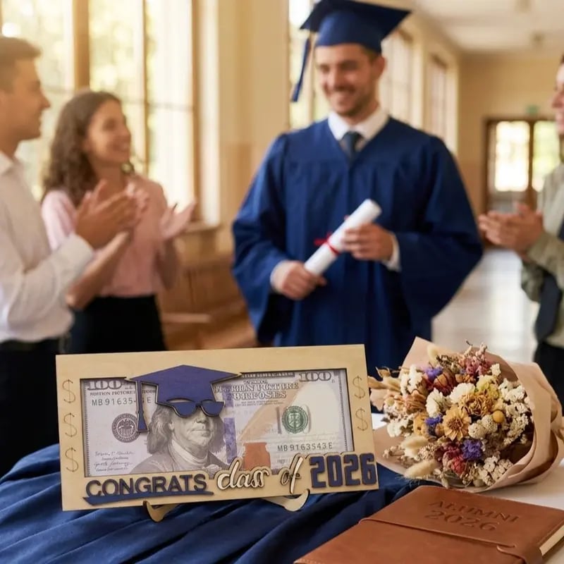 🔥Last Day 50% OFF - Graduation 2026 Money Holder-Unique Wooden Cash Gift Box for Class of 2026🎓