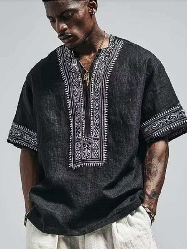 Men's Retro Ethnic Pattern Art Print T-Shirt