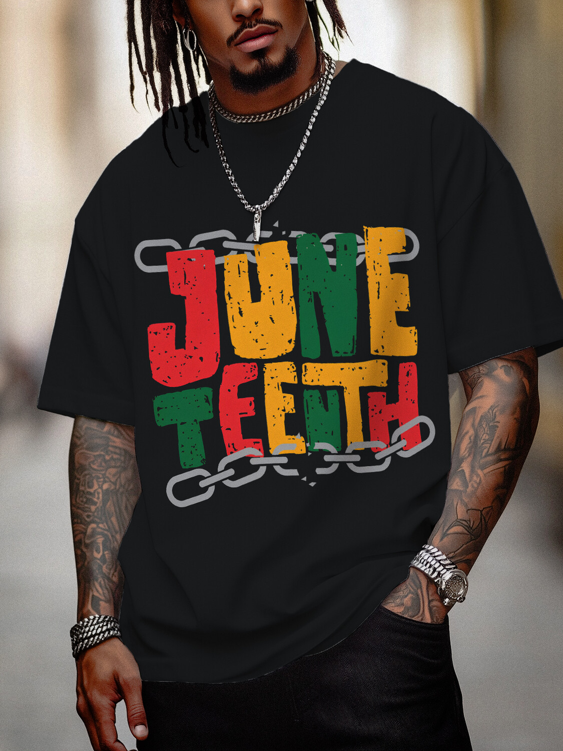 Men's June Teenth Black History Month Print Cotton Casual T-Shirt