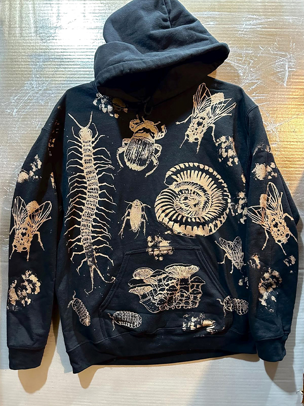 Men's Insect Fossils And Mushrooms Art Print Pocket Hoodie