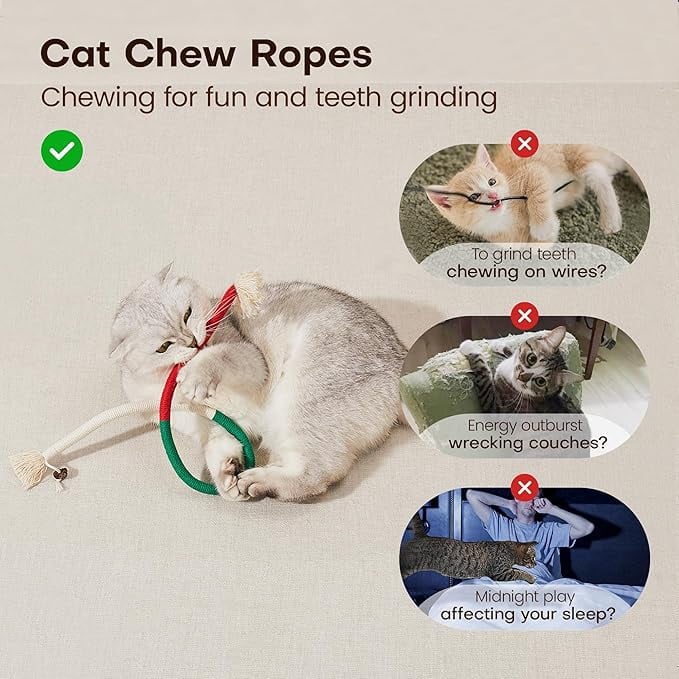 Catnip Chew Rope Toy - Natural, Safe Tooth Cleaner for Indoor Kittens