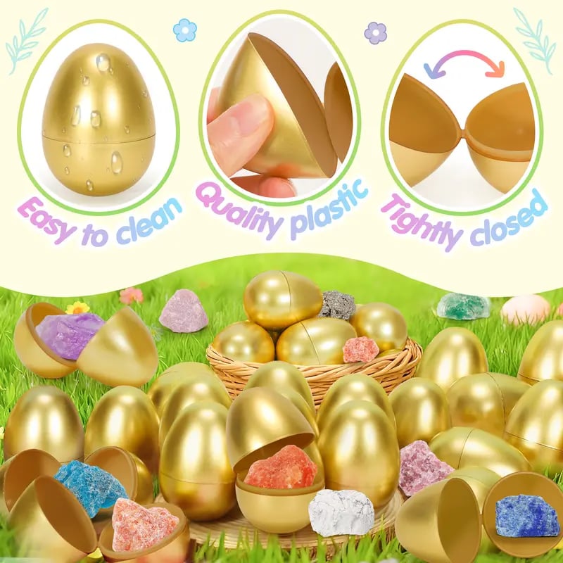 🐣Easter Basket Stuffers Easter Eggs with Natural Crystal Rocks Raw Stone 24Pcs🐰