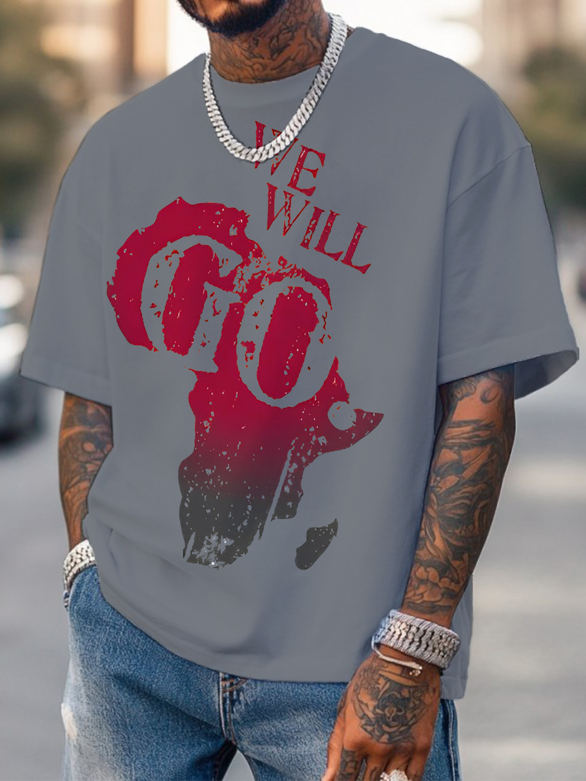 Men's We Will Go Fun Map Print Cotton Casual T-Shirt
