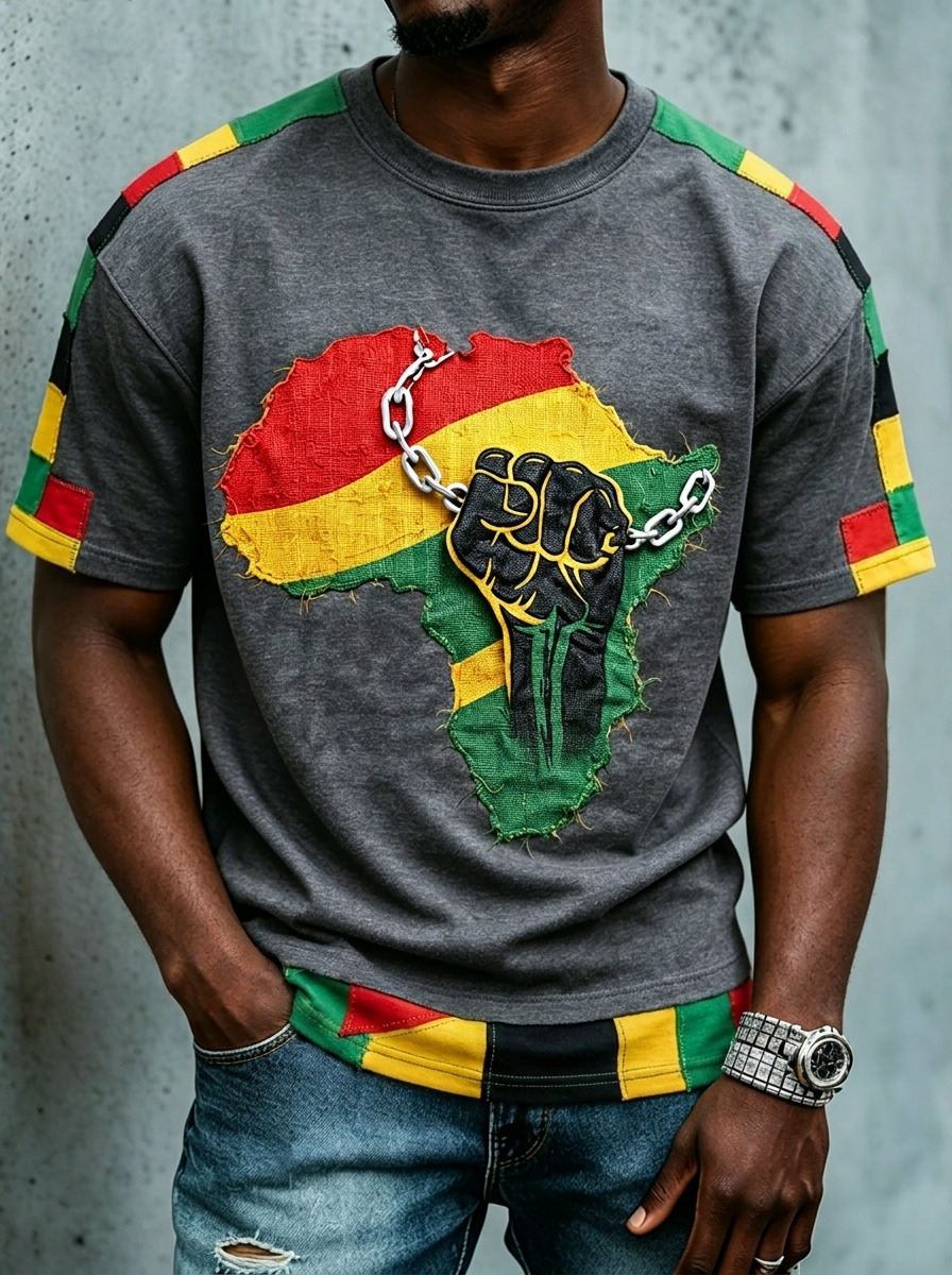 Men's Power Black History Month Print Casual T-Shirt
