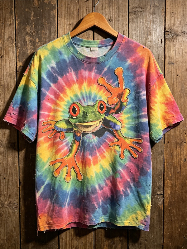 Men's Hippie Frog Tie Dye Art Print Casual T-Shirt