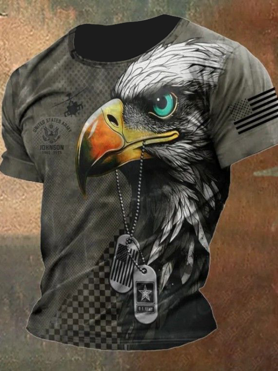Men's US Army Eagle Dog Tag 3D Art Print T-Shirt