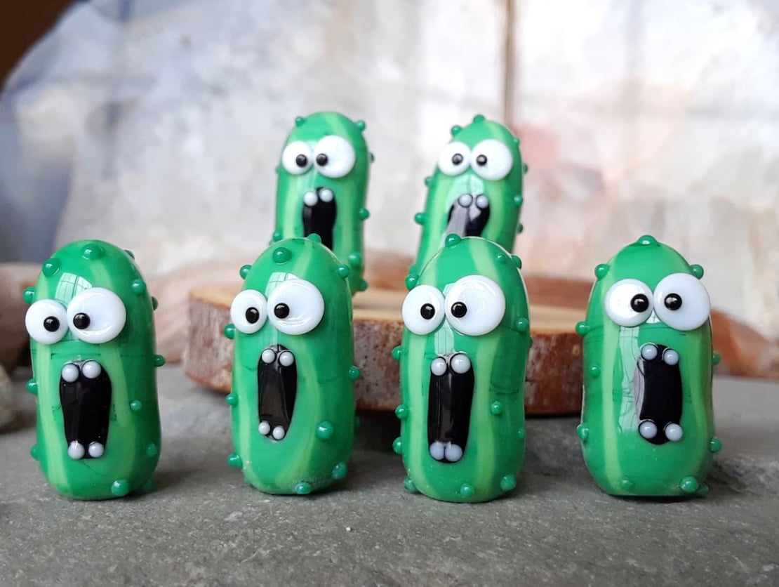 Miniature Glass Screaming Pickle in a Bottle