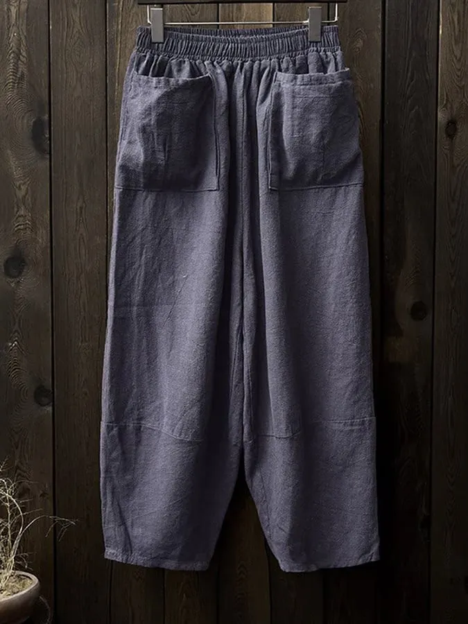 Women's Cotton Linen Casual Loose Trousers