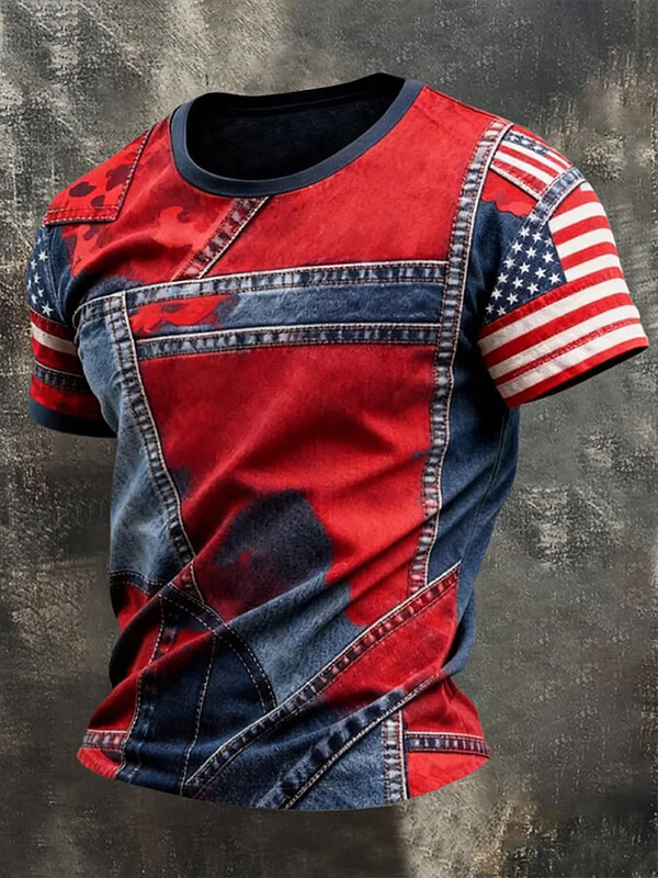 Men's Independence Day Art Print Casual T-Shirt