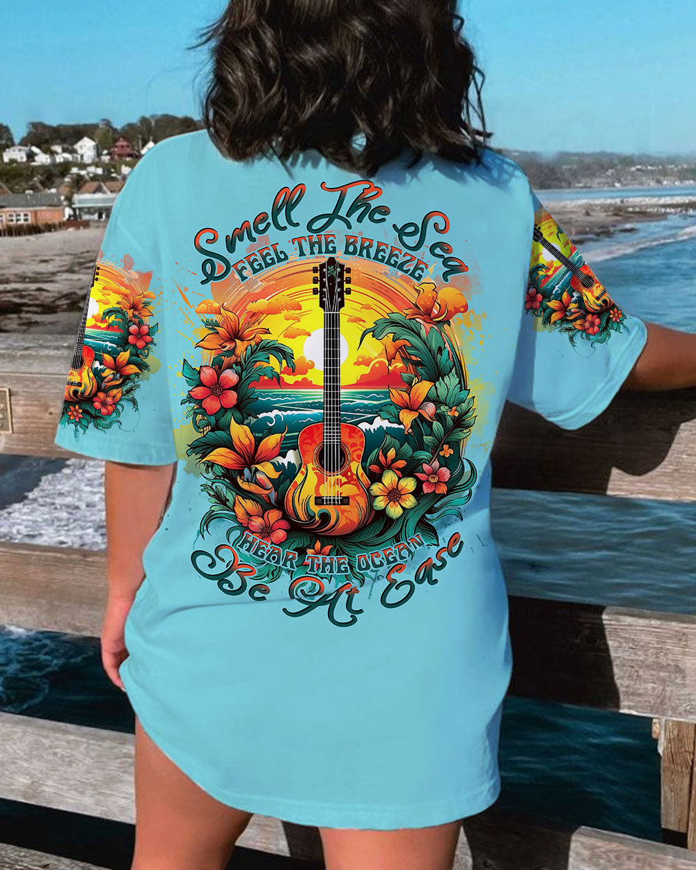 SMELL THE SEA FEEL THE BREEZE GUITAR ALL OVER PRINT - TLNT2306234