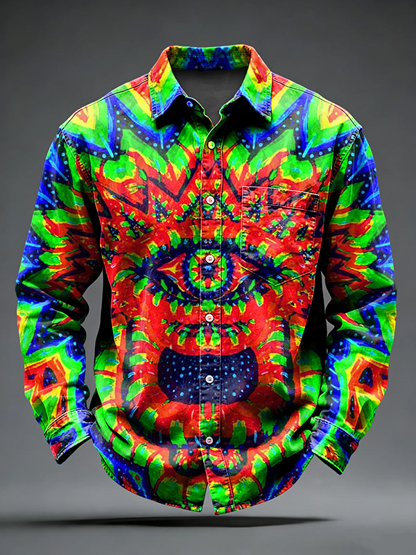 Men's Abstract Eye Visual Art Print Long Sleeve Shirt