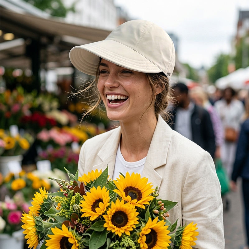 ✨Women’s UPF 50+ Elegant Foldable Sun Hat – Wide-Brim Cotton Bucket Hat with Neck Flap & Adjustable Strap 🌞🇬🇧 | Packable, Breathable & Beach-Ready