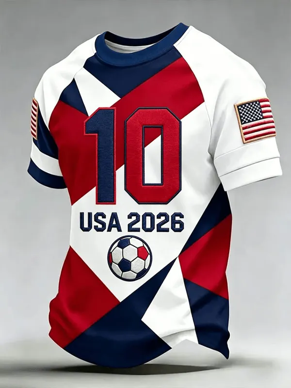 Men's USA 2026 Number 10 Soccer Art Print T-Shirt