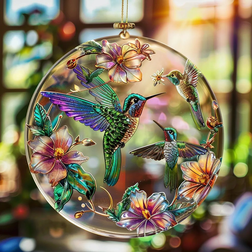 💐Mother's Day Pre-sale💝Floral Hummingbird Suncatcher🐦Buy 3 Get 1 Free