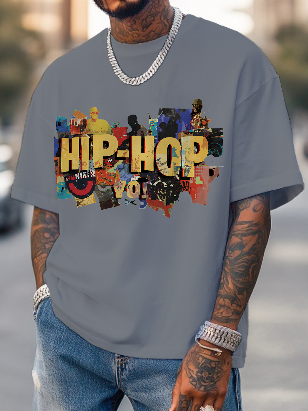 Men's Hip Hop Graffiti Art Print Casual T-Shirt