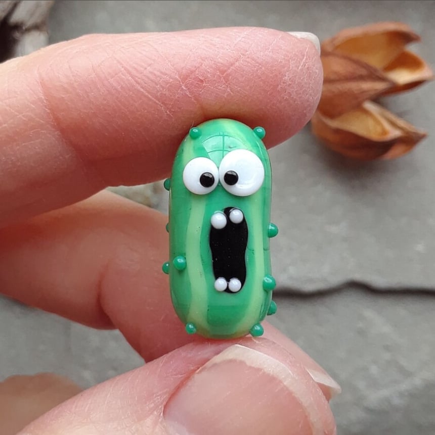 Miniature Glass Screaming Pickle in a Bottle