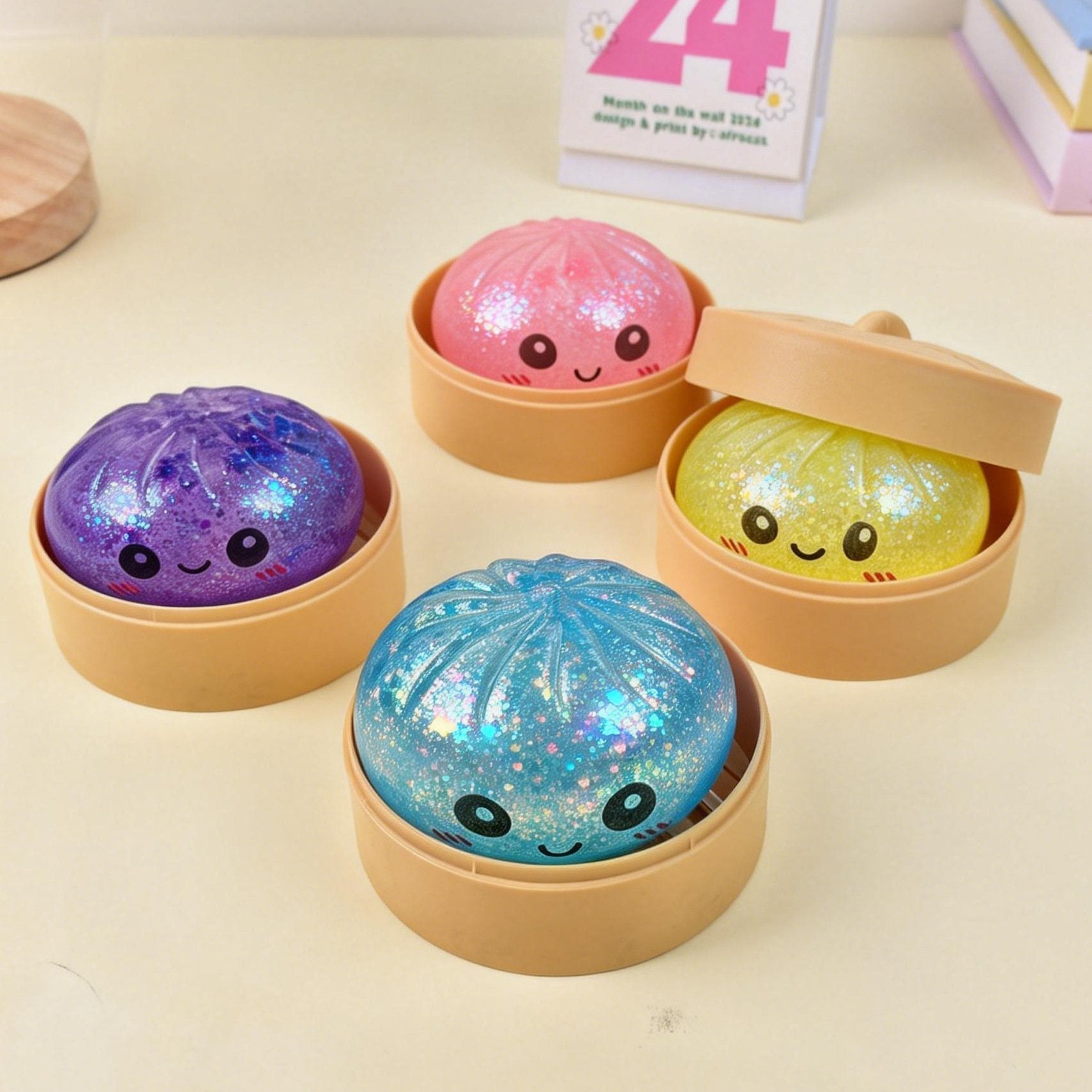 🔥Last Day 50% OFF🎁Glitter Dumpling Squishy Steamer Blind Box Surprise Squeeze Fun🐣