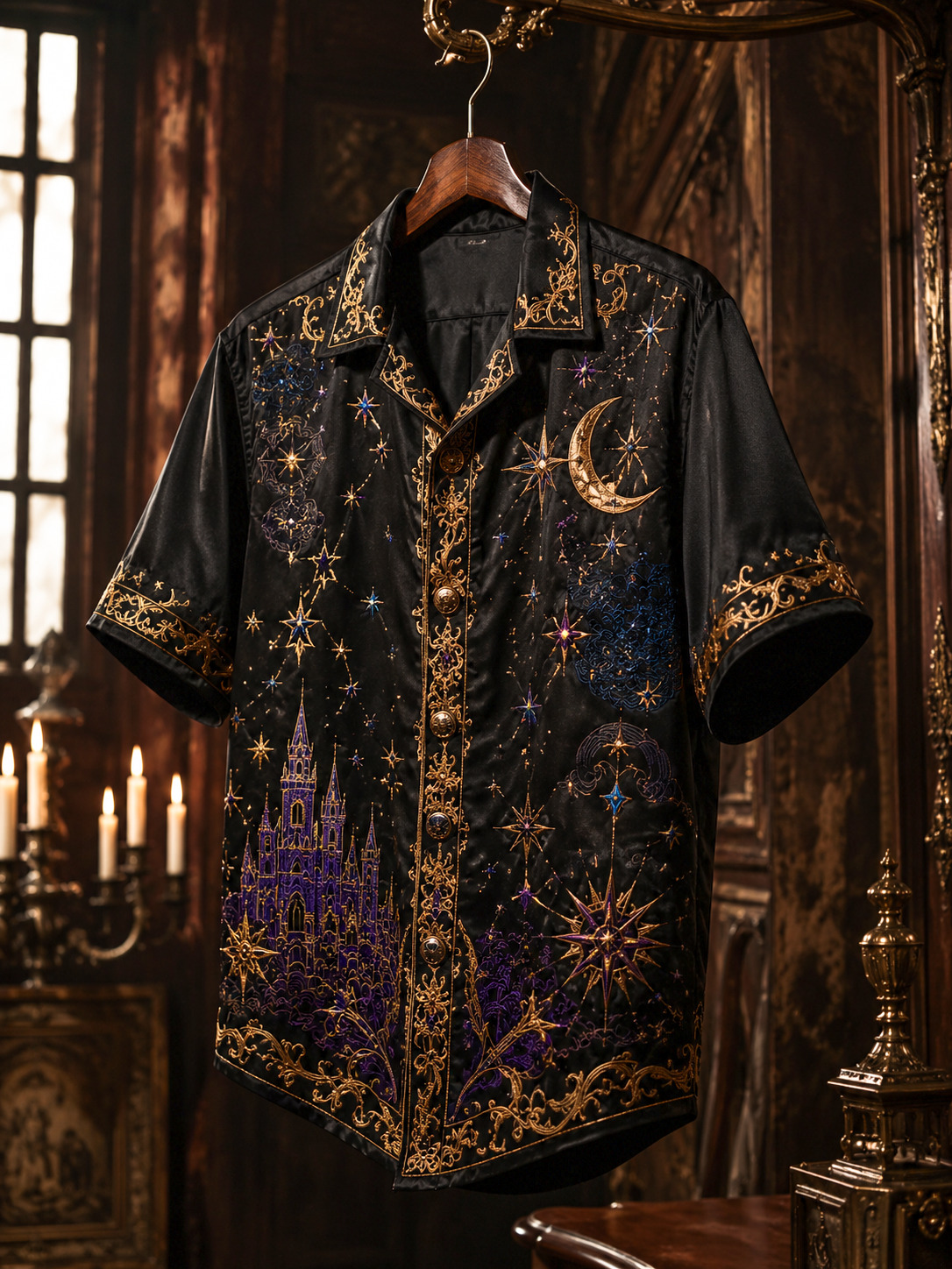 Men's Celestial Castle Art Print Shirt