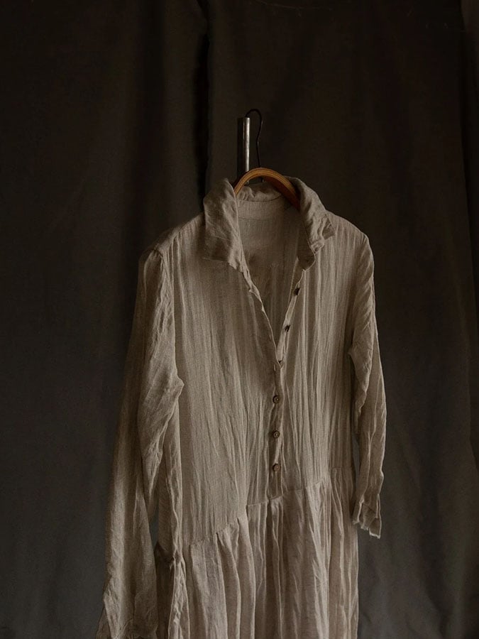 Women'S Casual Vintage Natural Cotton And Linen Dress