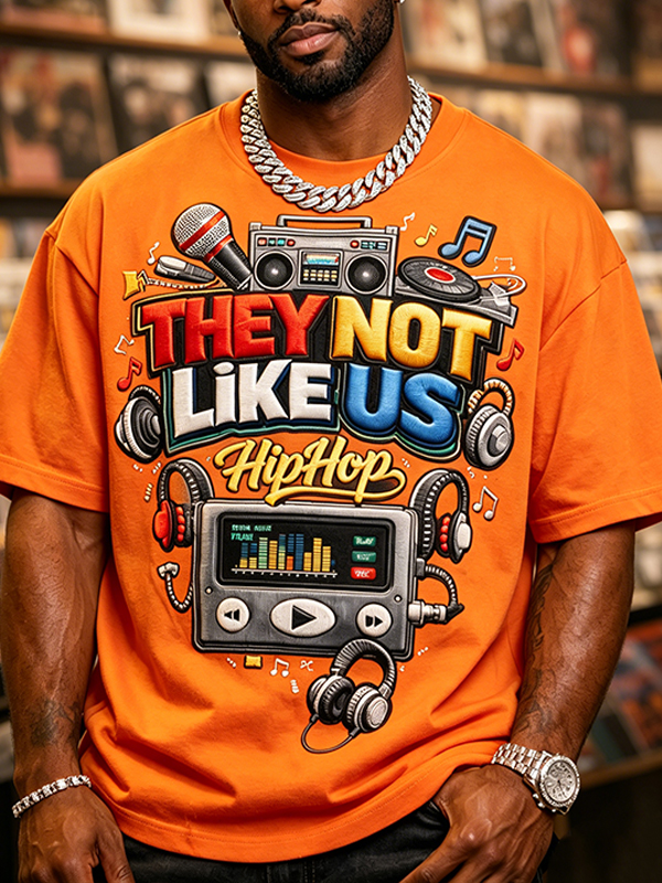 Men's They Not Like Us Print Cotton Casual T-Shirt