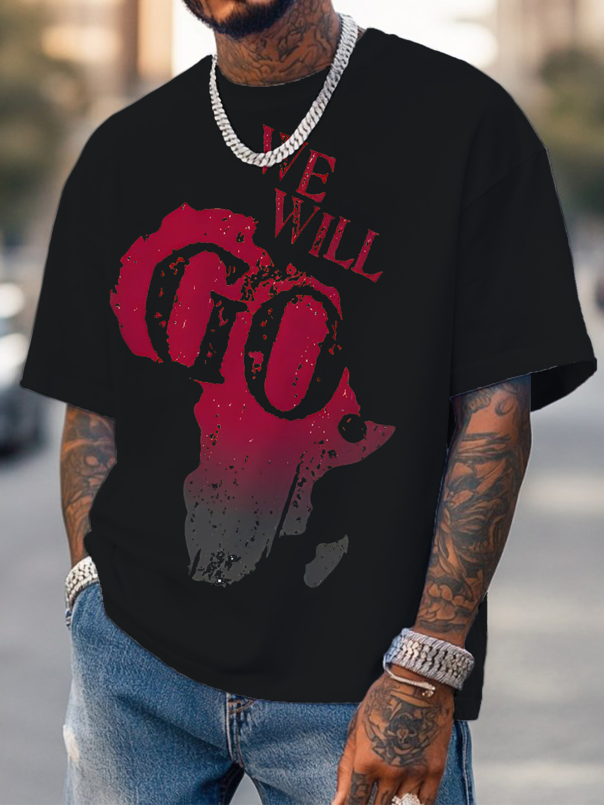 Men's We Will Go Fun Map Print Cotton Casual T-Shirt